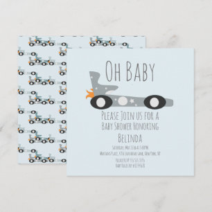 Retro-Rennwagen Blaues Babyshower 