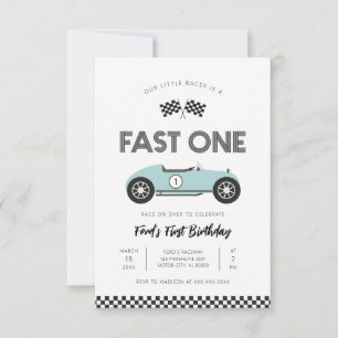 Retro-Rennwagen Fast One Erster Geburtstag Einladung