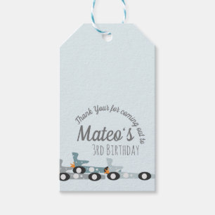 Retro-Rennwagen Mond Sterne  Dritter Geburtstag Geschenkanhänger