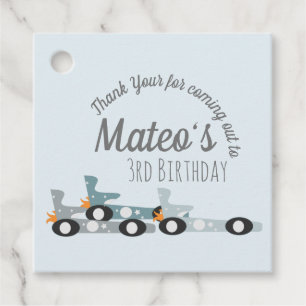 Retro-Rennwagen Mondsterne  Dritter Geburtstag     Geschenkanhänger