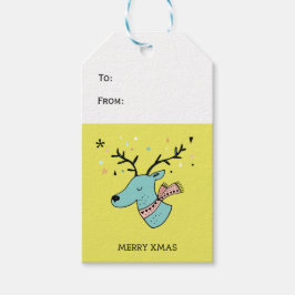 Retro Rentier Grafik Merry Xmas Geschenkanhänger
