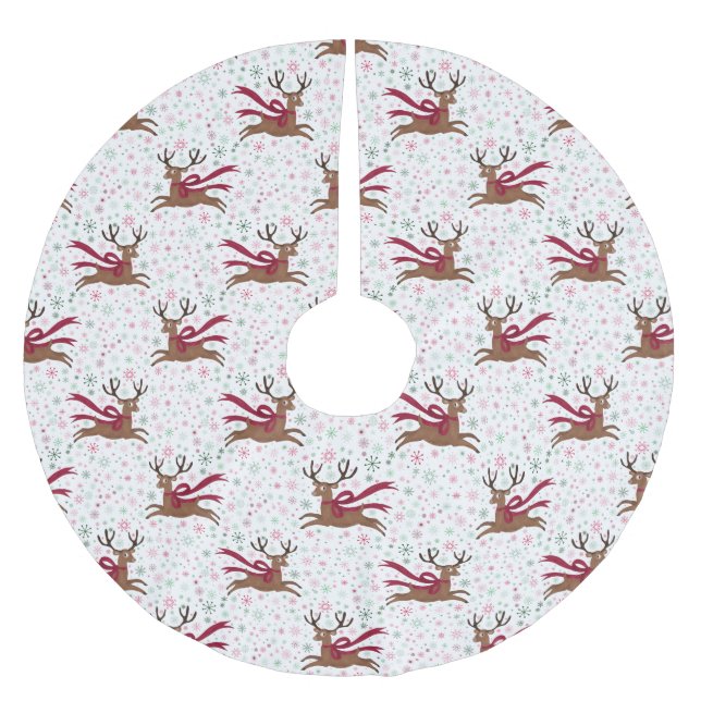 Retro-Rentier im Atomic-Stil der Mitte des Jahrhun Polyester Weihnachtsbaumdecke (Vorderseite)