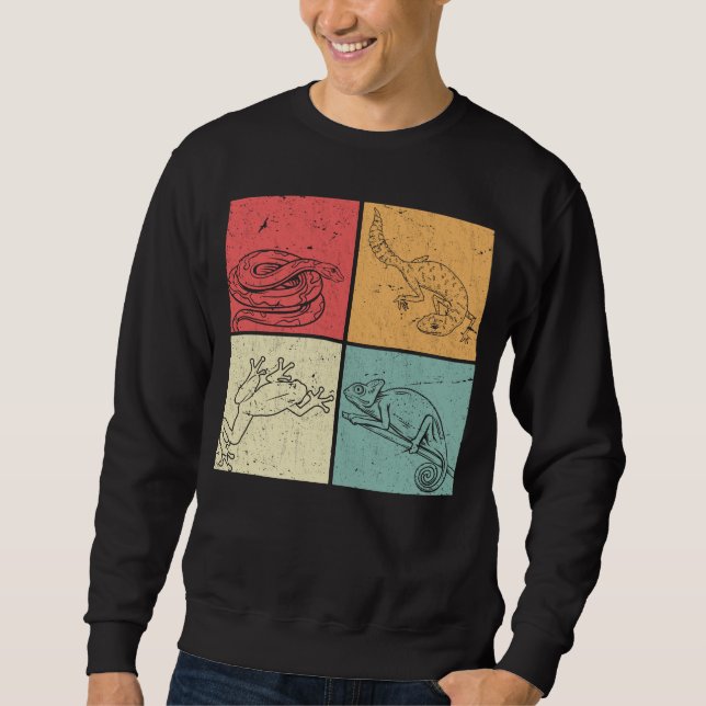 Retro Reptiles Snake Gecko Frog Chameleon Sweatshirt (Vorderseite)