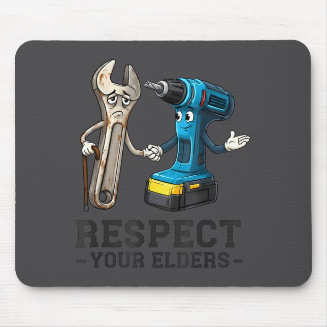 Retro Respektiert eure Älteren Lustiger Bohrer und Mousepad (Vorne)