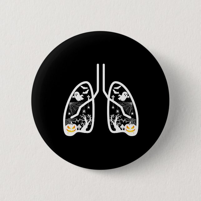 Retro Respiratory Therapist Rt Lung Ghost Pumpkin Button (Vorderseite)