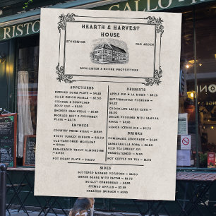 Retro-Restaurant im Stil vergangener Zeiten Menükarte