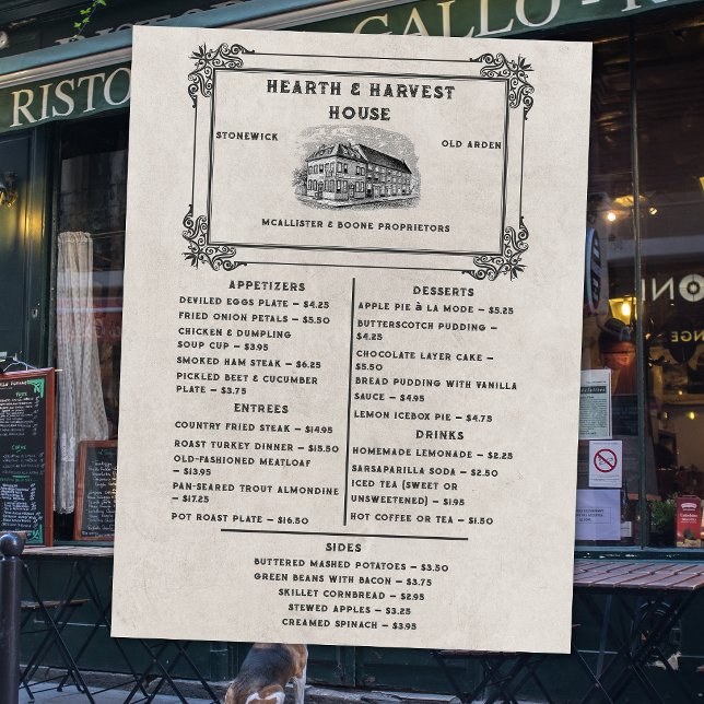 Retro-Restaurant im Stil vergangener Zeiten Menükarte (Von Creator hochgeladen)