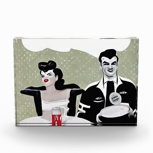 Retro Restaurant Kellner Fotoblock (Vorderseite)