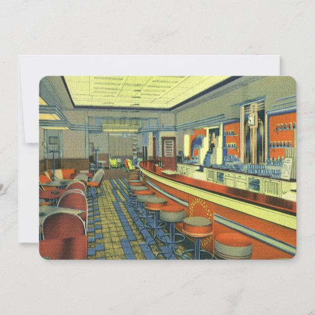 Retro-Restaurant oder Diner Soft-Opening Einladung (Vorderseite)