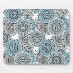 Retro, Retro-Muster, blau und grau, elegant Mousepad