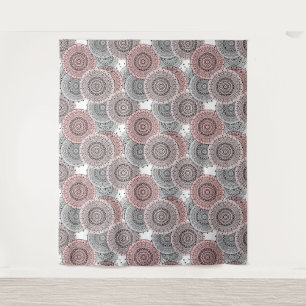 Retro, Retro-Muster, blau und rosa, elegant Wandteppich