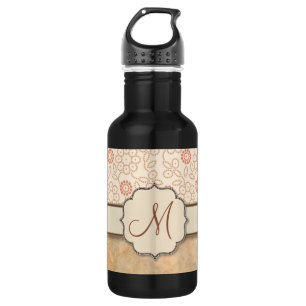 Retro-Retro-Punkt-Blume mit Creme Trinkflasche