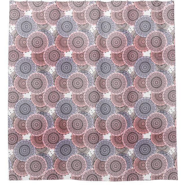 Retro, Retromuster, beige, grau, elegant Duschvorhang (Vorderseite)