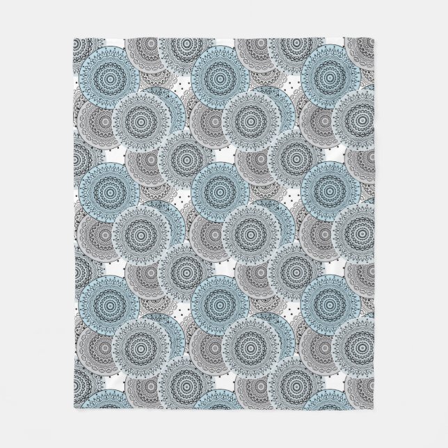 Retro, Retromuster, blau und grau, elegant Fleecedecke (Vorderseite)