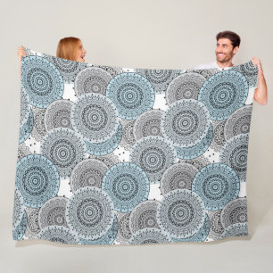 Retro, Retromuster, blau und grau, elegant Fleecedecke