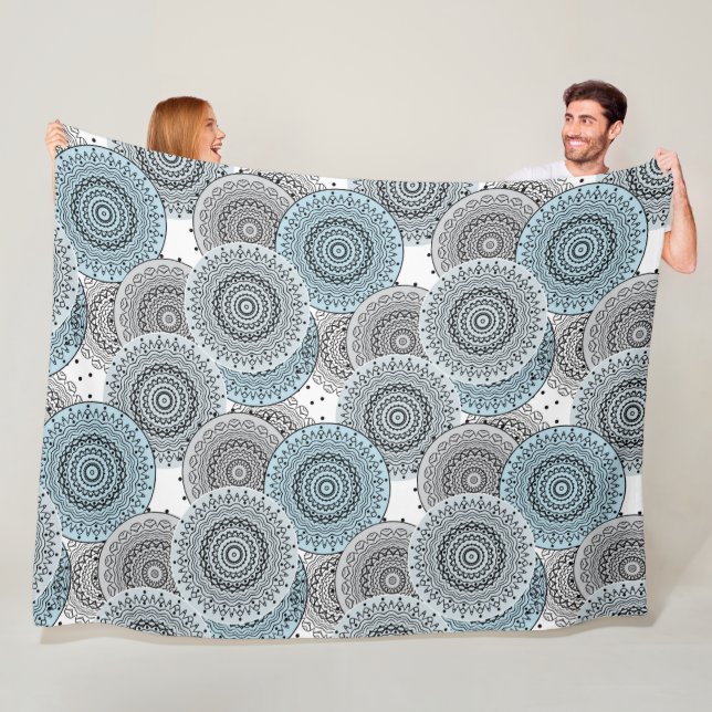 Retro, Retromuster, blau und grau, elegant Fleecedecke (Beispiel)