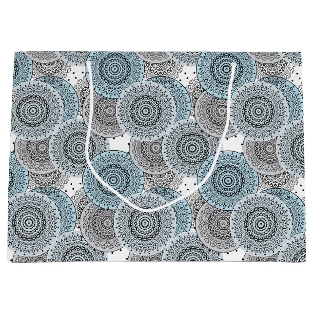 Retro, Retromuster, blau und grau, elegant Große Geschenktüte (Vorderseite)