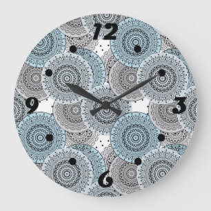 Retro, Retromuster, blau und grau, elegant Große Wanduhr