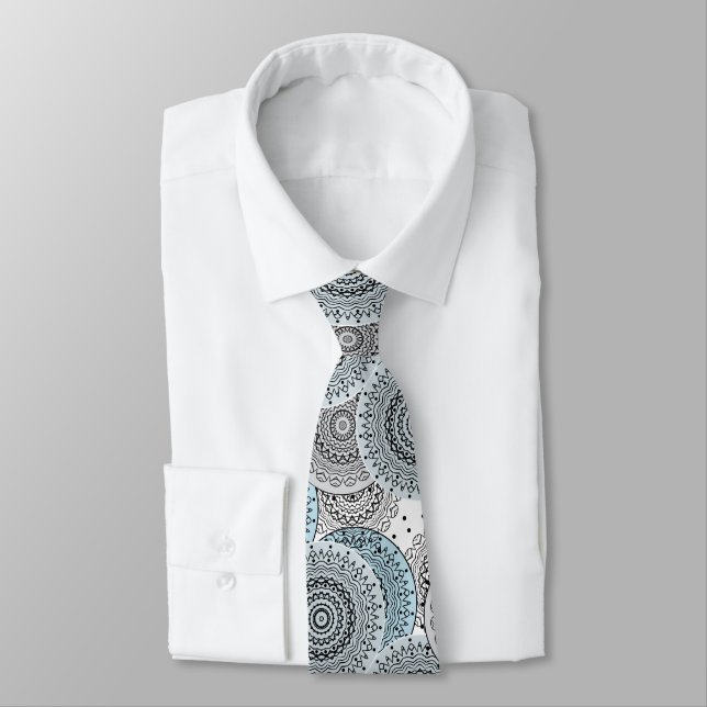 Retro, Retromuster, blau und grau, elegant Krawatte (Gebunden)