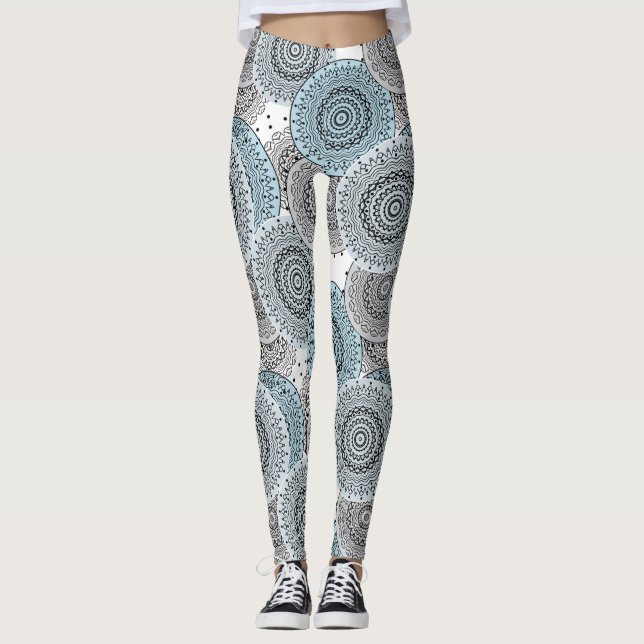 Retro, Retromuster, blau und grau, elegant Leggings (Vorderseite)