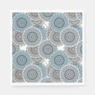 Retro, Retromuster, blau und grau, elegant Serviette