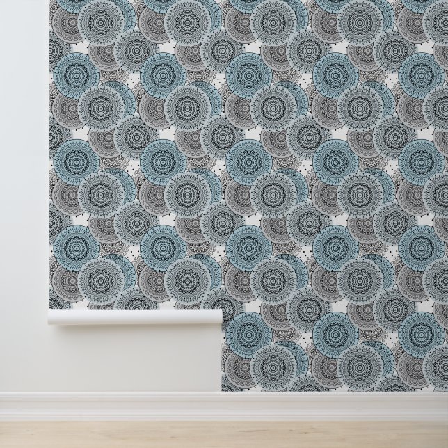 Retro, Retromuster, blau und grau, elegant Tapete (Anwendung)