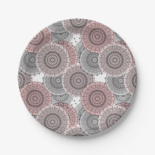 Retro, Retromuster, blau und rosa, elegant Pappteller