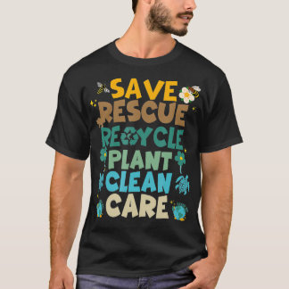 Retro Rettend Bienenrettungstiere Recycle Fun Eart T-Shirt