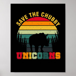Retro Rettete das Chubby-Einhorn - Rett The Rhino Poster