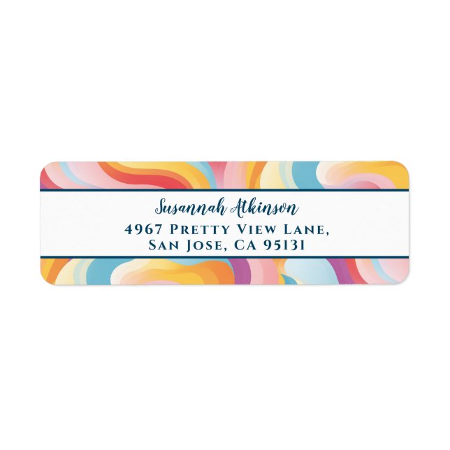 Retro Revival Abstrakt Boho Regenbogenwelle (Vorne)