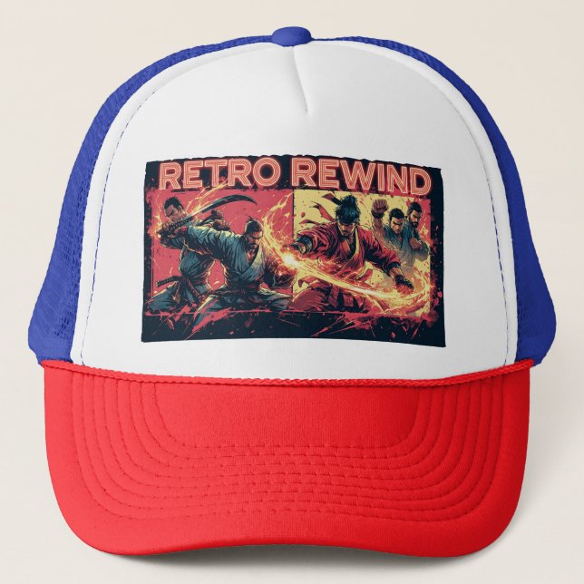 Retro Rewind Samurai Truckerkappe (Vorderseite)