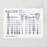 Retro-Rezept-Karte blau Streifen
