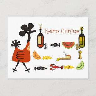 Retro-Rezept Postkarte