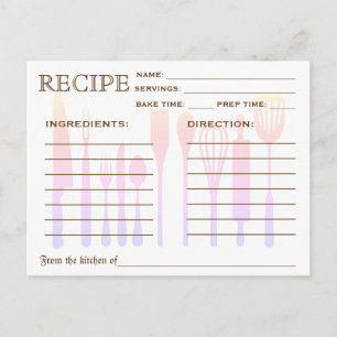 Retro Rezeptkarten Küchenutensilien Gestreift Postkarte