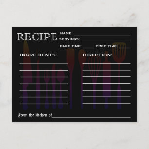Retro-Rezeptkartenküchen-Tools-Gestreift Postkarte
