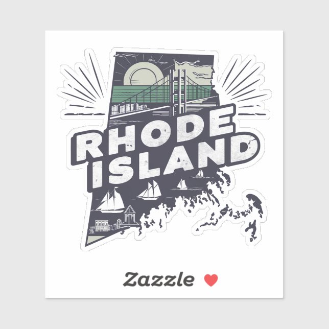 Retro Rhode Island Staat Car Sticker (Blatt)