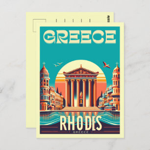 Retro Rhodes City - Griechenland - Feriengeschenke Postkarte