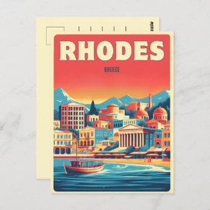 Retro Rhodes City - Griechenland - Feriengeschenke Postkarte