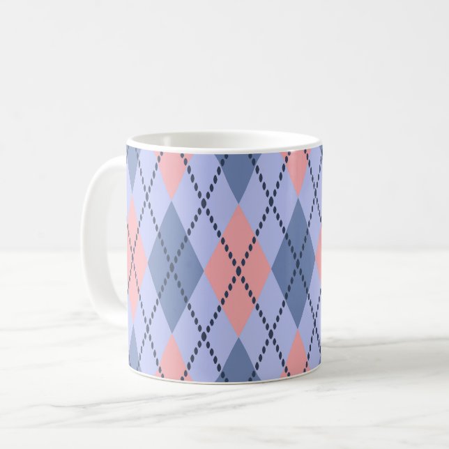 Retro rhombisches Muster. Kaffeetasse (Vorderseite Links)