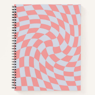 Retro Rhubarb Blue Pastel Warped Karos Checked Notizbuch