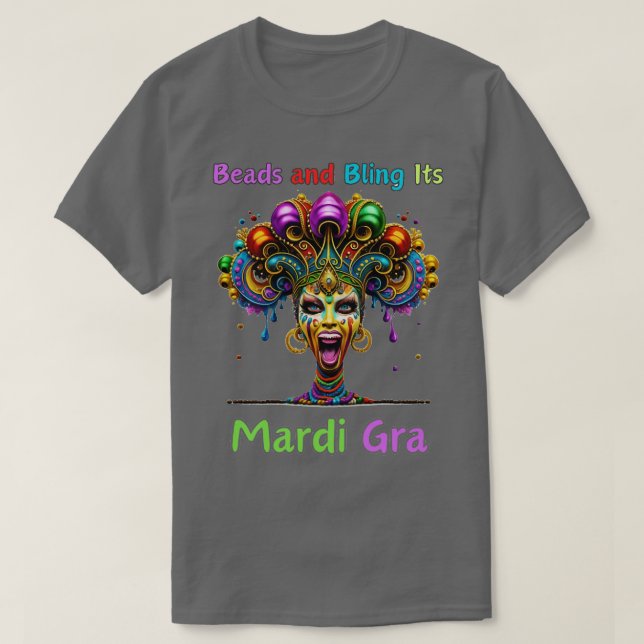 Retro Rhythmen von Mardi Gras Beads Fusion Cajun P T-Shirt (Design vorne)