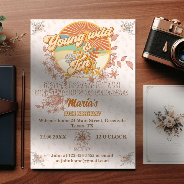 Retro-Rhythmus der ultimative Groovy 10. Geburtsta Einladung (Von Creator hochgeladen)