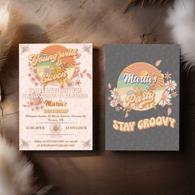 Retro-Rhythmus der ultimative Groovy 11. Geburtsta Einladung (Von Creator hochgeladen)