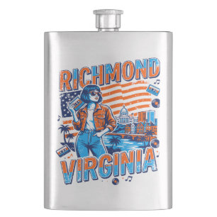 Retro Richmond Virginia Amerikanische Flagge Skyli Flachmann