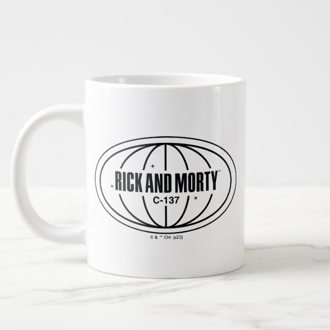 Retro Rick und Morty C-137 Dimension Abzeichen Jumbo-Tasse (Links)