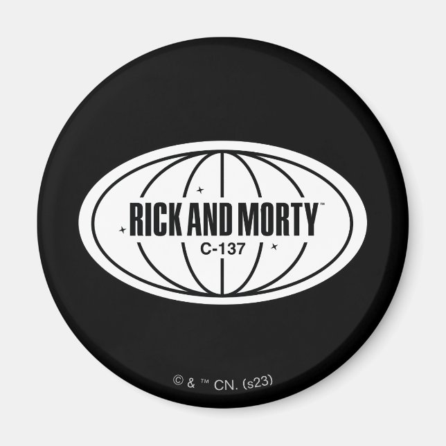 Retro Rick und Morty C-137 Dimension Abzeichen Magnet (Vorne)
