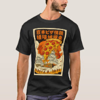 Retro-Riesen-Pizza-Monster greift Himeji-Schloss a