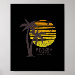 Retro Riviera Maya Mexiko Strand Sonnenuntergang H Poster