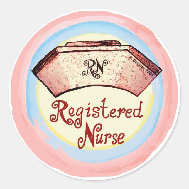Retro RN Nurse Cap Runder Aufkleber (Vorderseite)