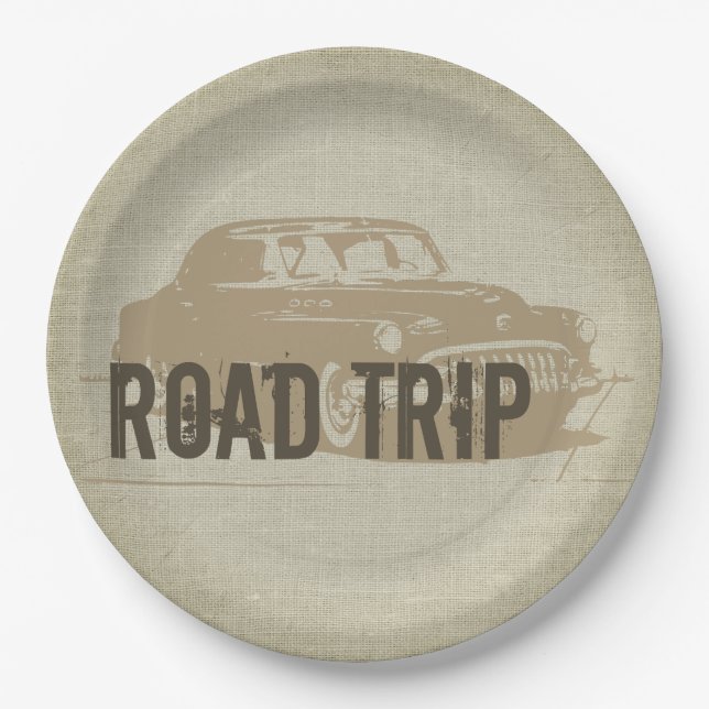 Retro Road Trip Pappteller (Vorderseite)